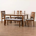 Ensemble de salle à manger moderne Baxton Studio Olympia en tissu et bois