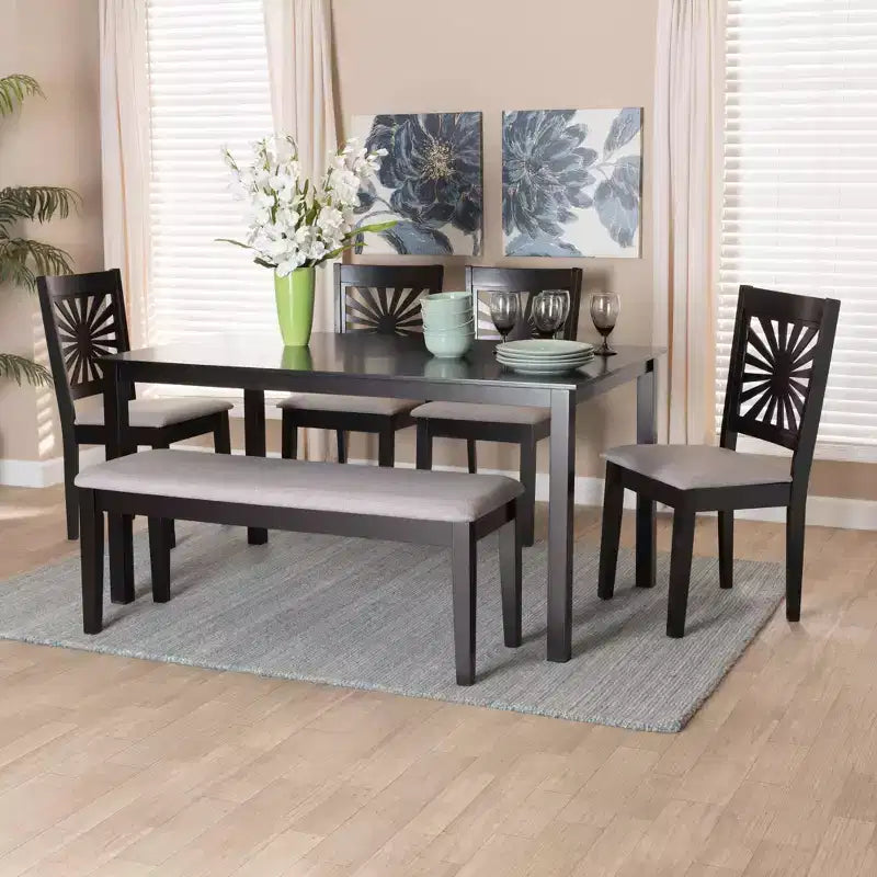 Baxton Studio Olympia Modern Fabric and Wood Dining Set