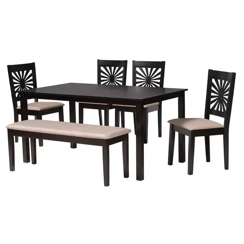 Ensemble de salle à manger moderne Baxton Studio Olympia en tissu et bois