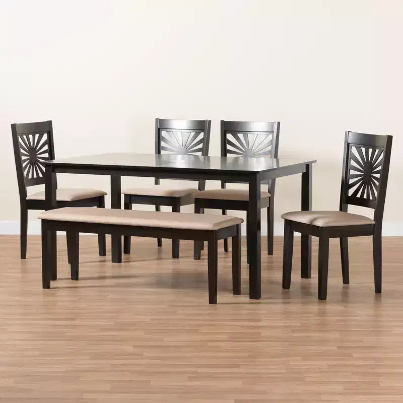Ensemble de salle à manger moderne Baxton Studio Olympia en tissu et bois