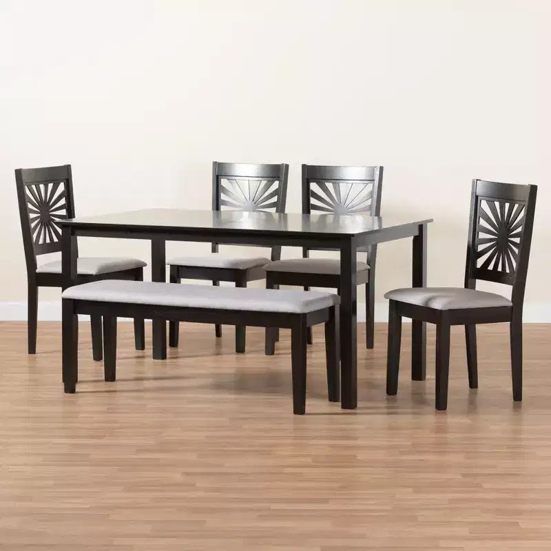 Ensemble de salle à manger moderne Baxton Studio Olympia en tissu et bois