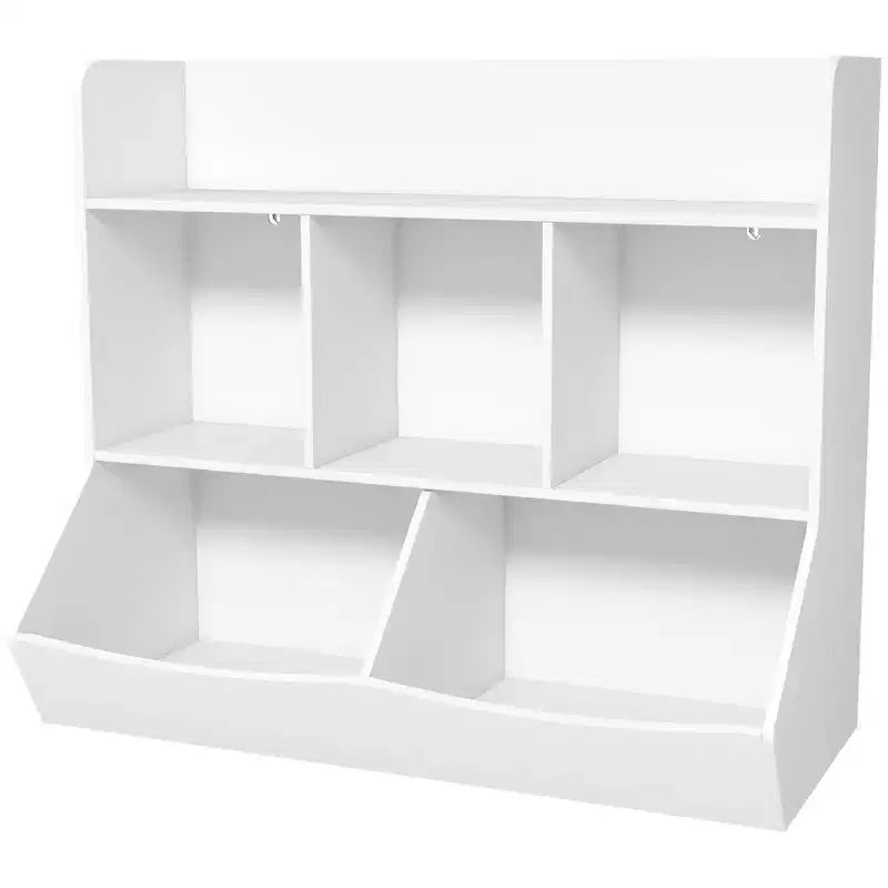 Étagère à jouets Qaba pour enfants, bibliothèque pour enfants à 3 niveaux avec 5 compartiments, dispositif anti-basculement, organisateur de jouets pour chambre d'enfant, salon, salle de jeux, salle de classe, blanc