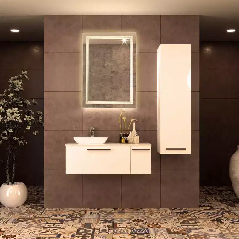 Miroir de courtoisie de salle de bain LED dimmable, sans cadre, rectangulaire, antibuée et à changement de couleur, C Cattleya