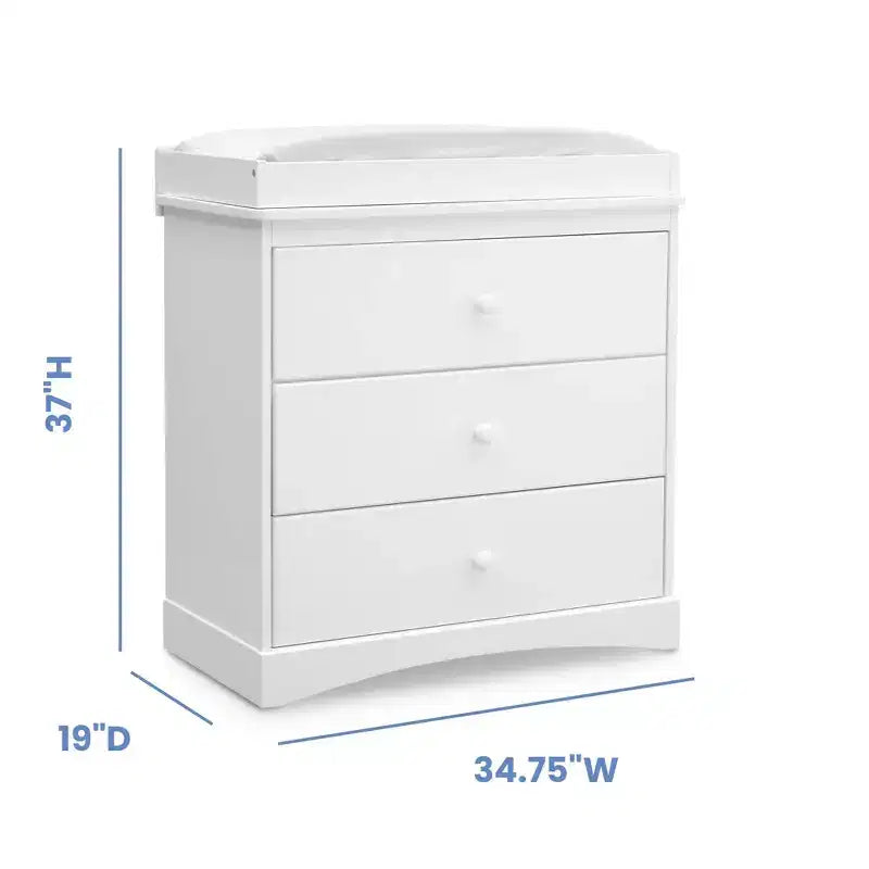 Commode 3 tiroirs Delta Children Skylar avec plan à langer et tiroirs à verrouillage