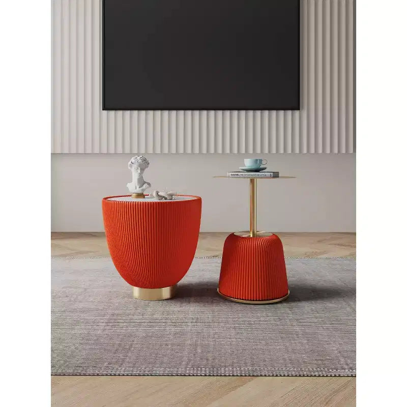 Manhattan Comfort Lot de 2 tables d'appoint rembourrées en similicuir moderne Anderson