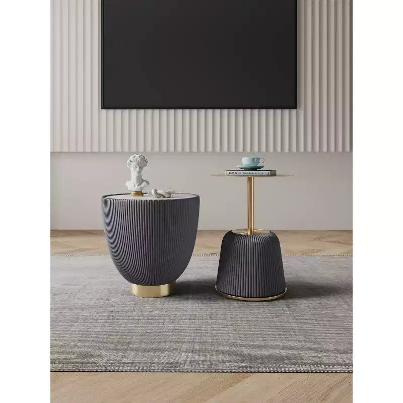 Manhattan Comfort Lot de 2 tables d'appoint rembourrées en similicuir moderne Anderson