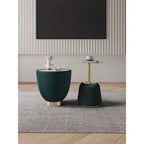 Manhattan Comfort Lot de 2 tables d'appoint rembourrées en similicuir moderne Anderson