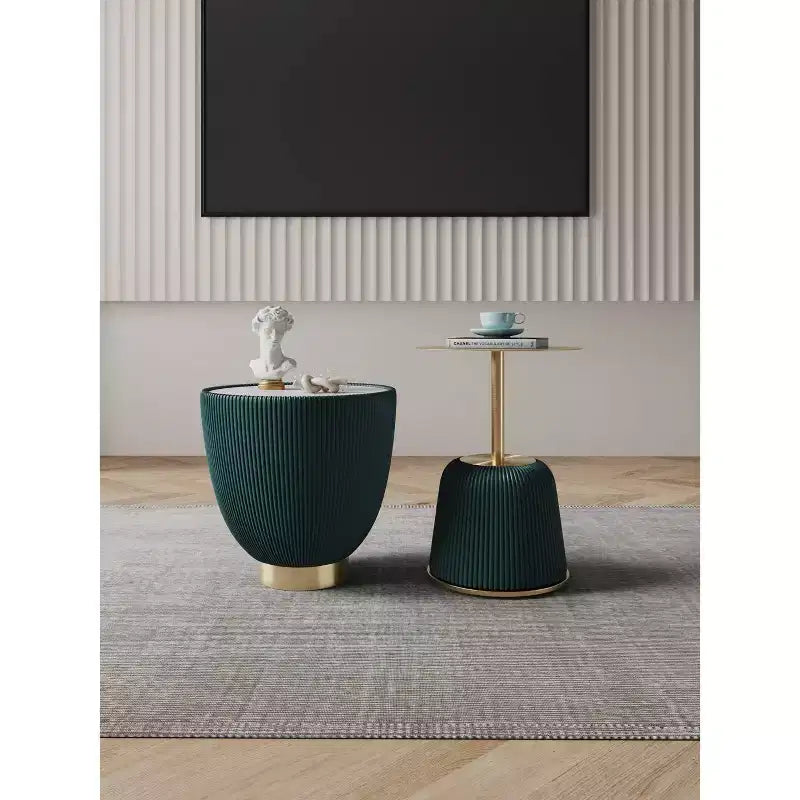 Manhattan Comfort Lot de 2 tables d'appoint rembourrées en similicuir moderne Anderson