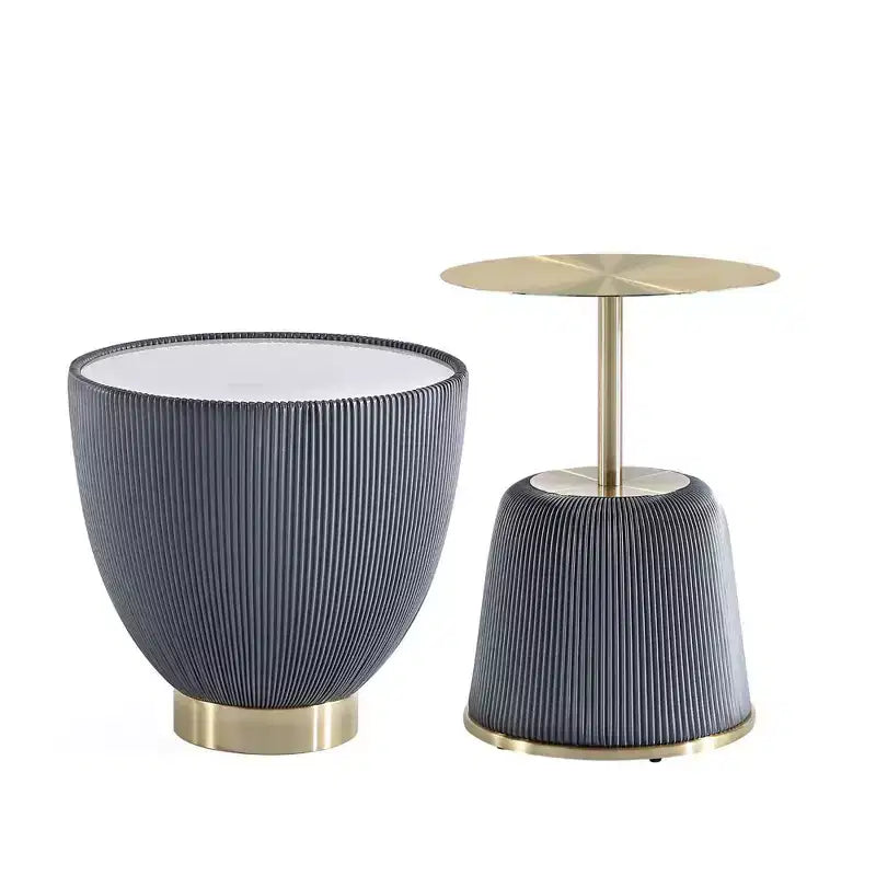 Manhattan Comfort Lot de 2 tables d'appoint rembourrées en similicuir moderne Anderson