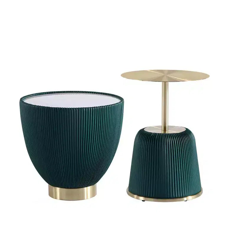 Manhattan Comfort Lot de 2 tables d'appoint rembourrées en similicuir moderne Anderson
