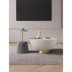 Manhattan Comfort Ensemble de 2 tables basses et tables d'appoint Anderson en similicuir avec plateau en métal