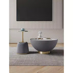 Manhattan Comfort Ensemble de 2 tables basses et tables d'appoint Anderson en similicuir avec plateau en métal