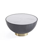 Manhattan Comfort Ensemble de 2 tables basses et tables d'appoint Anderson en similicuir avec plateau en métal