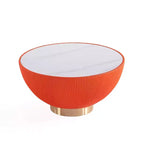 Manhattan Comfort Ensemble de 2 tables basses et tables d'appoint Anderson en similicuir avec plateau en métal