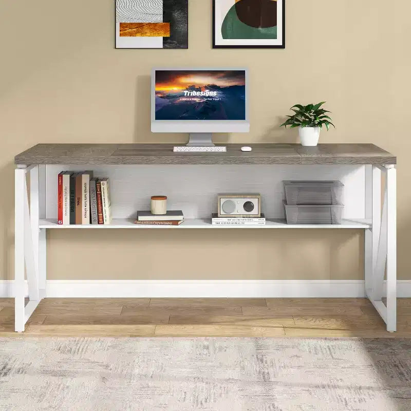 Bureau d'angle Lantine avec tiroirs, bureau informatique exécutif de 63 pouces et classeur latéral pour bureau à domicile