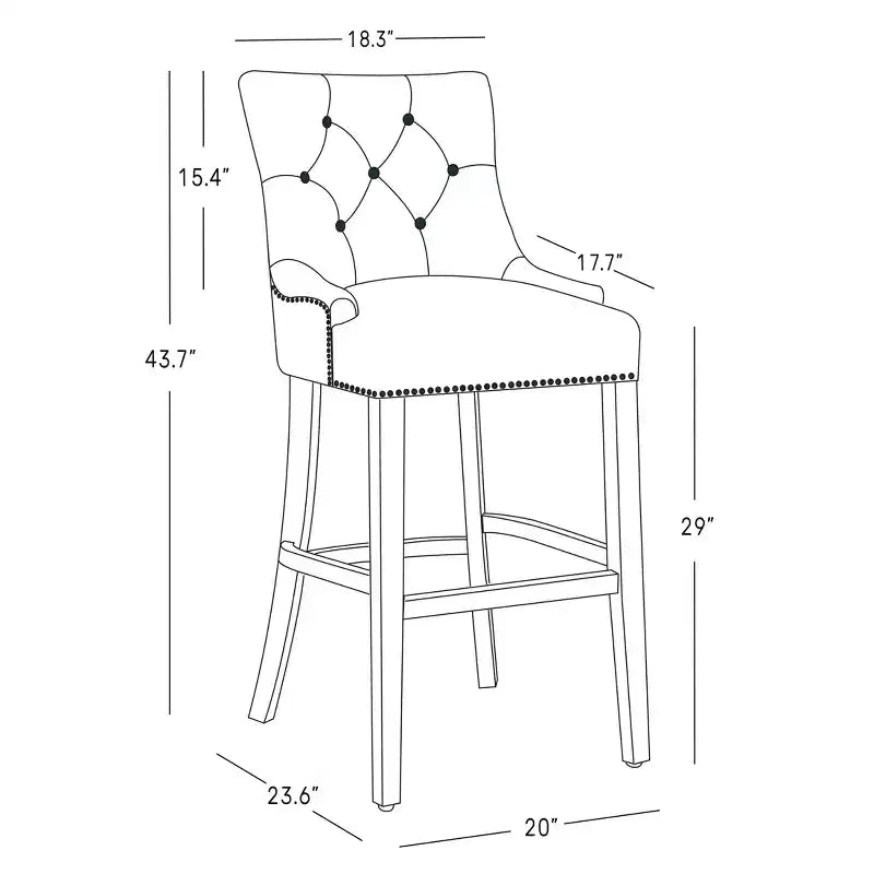 Tabouret de bar à dossier ailé capitonné WestinTrends 29 en lin (ensemble de 2), marron