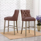 Tabouret de bar à dossier ailé capitonné WestinTrends 29 en lin (ensemble de 2), marron