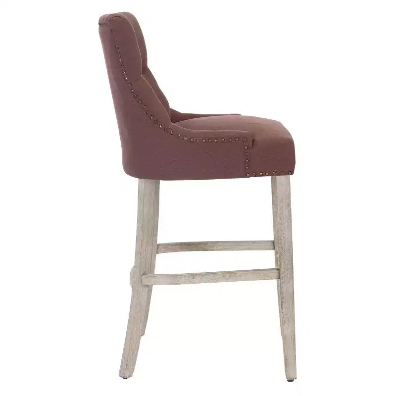 Tabouret de bar à dossier ailé capitonné WestinTrends 29 en lin (ensemble de 2), marron