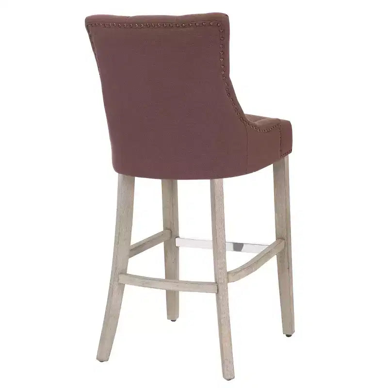 Tabouret de bar à dossier ailé capitonné WestinTrends 29 en lin (ensemble de 2), marron