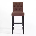 WestinTrends 29 Upholstered Linen Fabric Tufted Bar Stool Chair, Brown