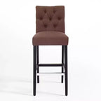WestinTrends 29 Upholstered Linen Fabric Tufted Bar Stool Chair, Brown