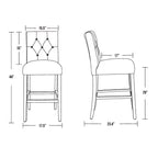 Tabouret de bar rembourré WestinTrends 29 en tissu de lin capitonné, marron