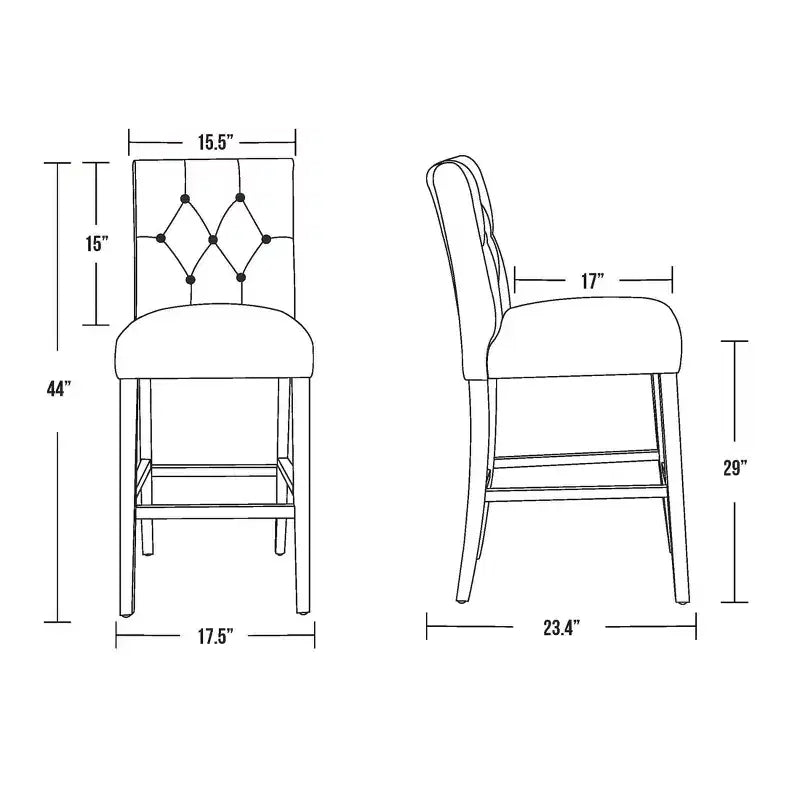 Tabouret de bar rembourré WestinTrends 29 en tissu de lin capitonné, marron