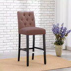 Tabouret de bar rembourré WestinTrends 29 en tissu de lin capitonné, marron