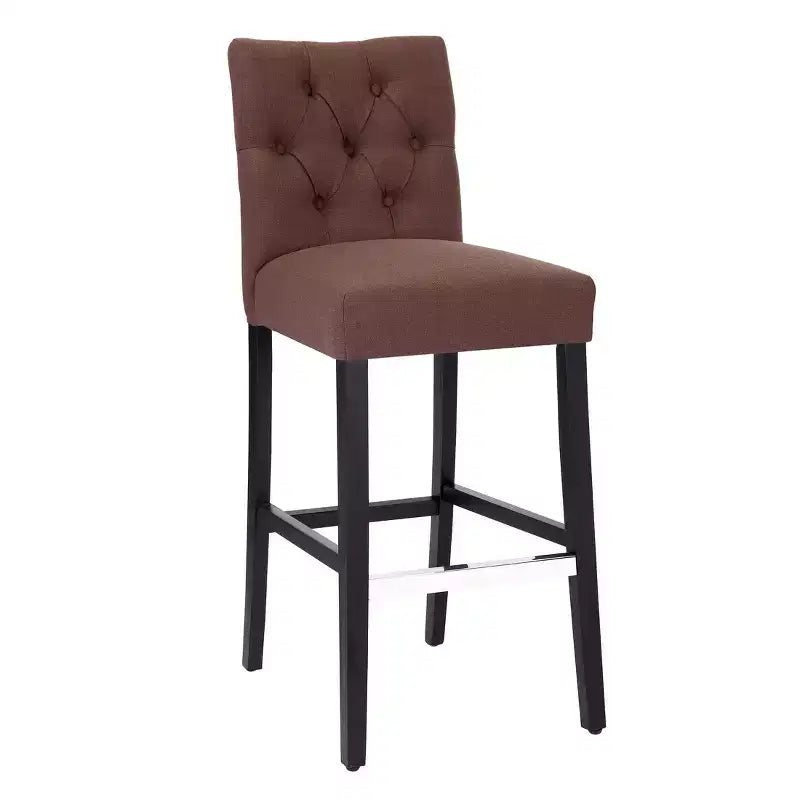 Tabouret de bar rembourré WestinTrends 29 en tissu de lin capitonné, marron