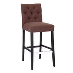 Tabouret de bar rembourré WestinTrends 29 en tissu de lin capitonné, marron