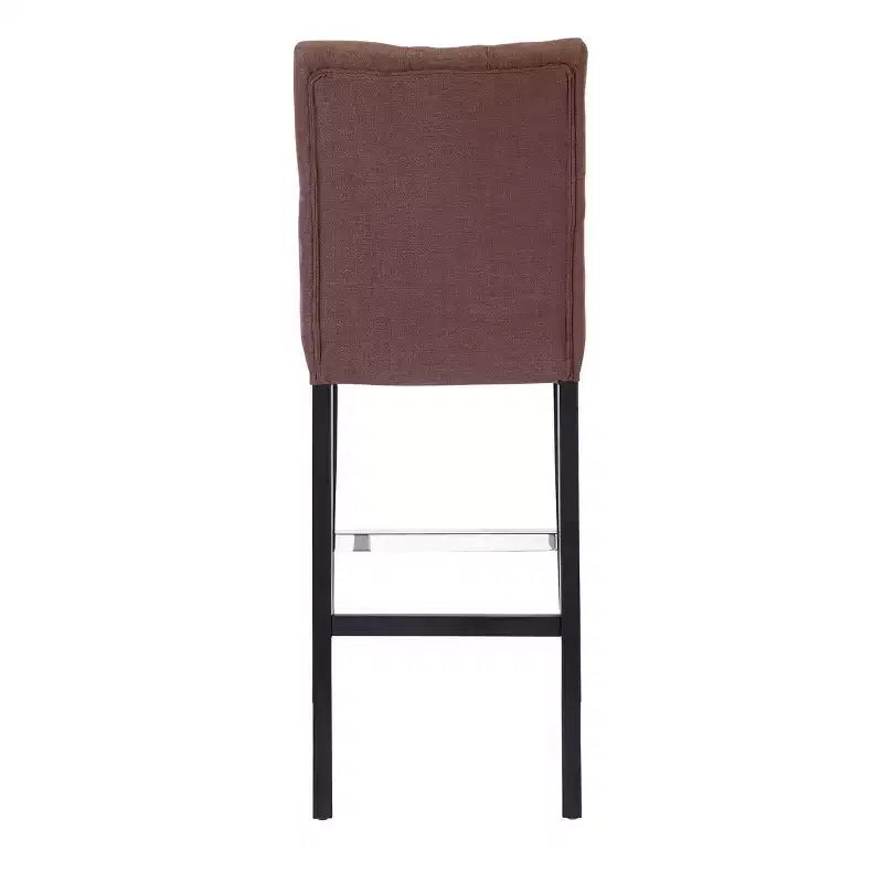 Tabouret de bar rembourré WestinTrends 29 en tissu de lin capitonné, marron