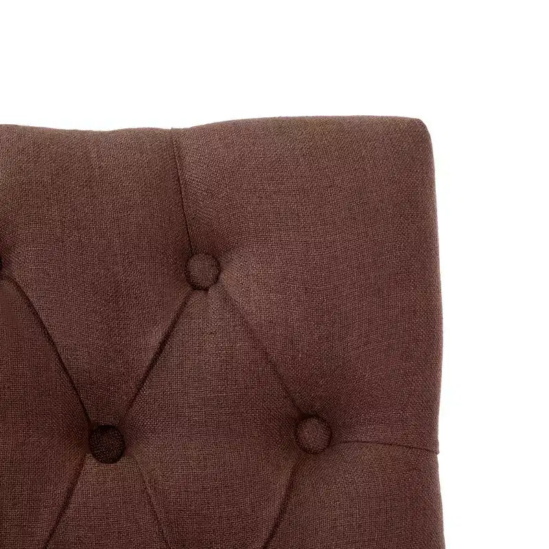 Tabouret de bar rembourré WestinTrends 29 en tissu de lin capitonné, marron