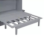 Lit escamotable grand lit/queen size avec port USB et étagères amovibles de chaque côté, blanc/gris, 4A -ModernLuxe