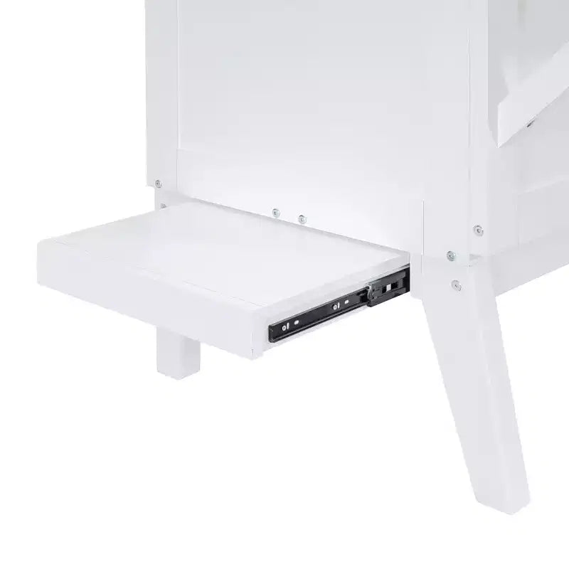 Lit escamotable grand lit/queen size avec port USB et étagères amovibles de chaque côté, blanc/gris, 4A -ModernLuxe