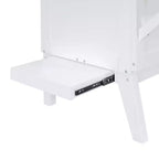 Lit escamotable grand lit/queen size avec port USB et étagères amovibles de chaque côté, blanc/gris, 4A -ModernLuxe