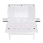 Lit escamotable grand lit/queen size avec port USB et étagères amovibles de chaque côté, blanc/gris, 4A -ModernLuxe