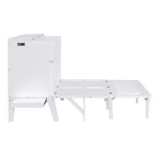 Lit escamotable grand lit/queen size avec port USB et étagères amovibles de chaque côté, blanc/gris, 4A -ModernLuxe