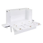 Lit escamotable grand lit/queen size avec port USB et étagères amovibles de chaque côté, blanc/gris, 4A -ModernLuxe