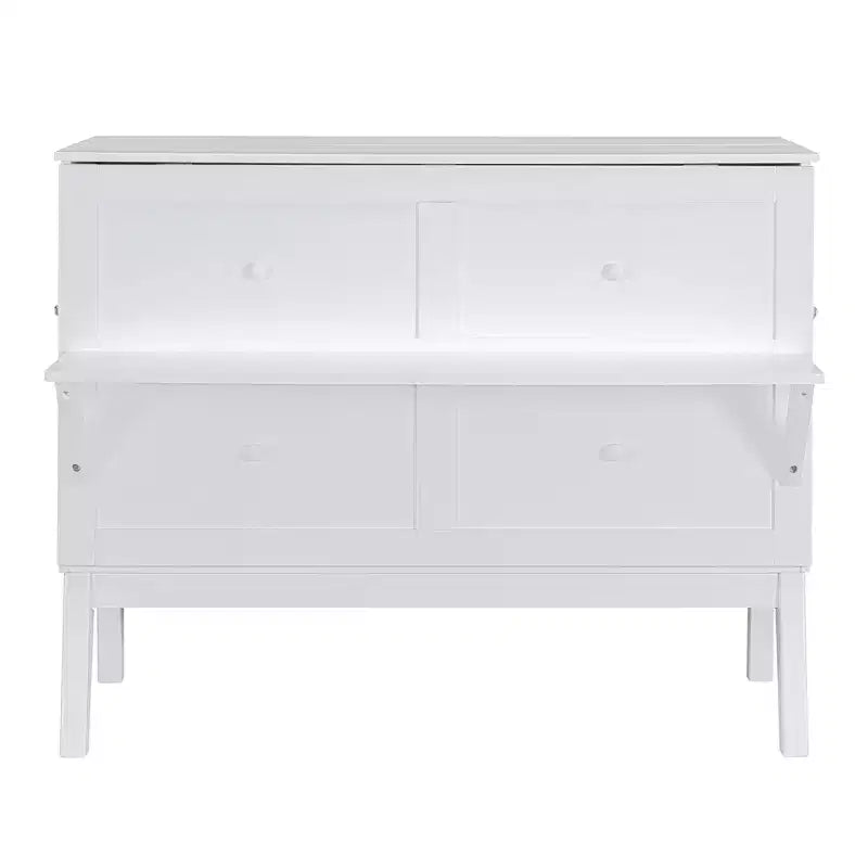Lit escamotable grand lit/queen size avec port USB et étagères amovibles de chaque côté, blanc/gris, 4A -ModernLuxe