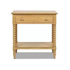Easton 28 Modern Farmhouse Turned 1-Drawer Storage Side Table with Shelf, Natural Brown Wood