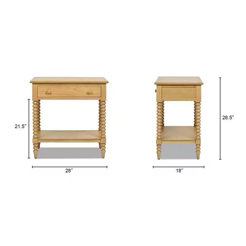 Table d'appoint de rangement Easton 28 Modern Farmhouse avec 1 tiroir et une étagère, bois brun naturel