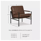 Fauteuil d'appoint Signature Design by Ashley Puckman, cuir véritable marron, cadre en métal bronze, style industriel moderne
