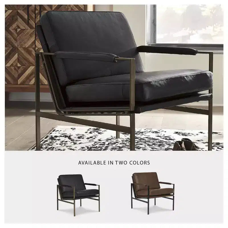 Chaise d'appoint contemporaine Puckman noire de Signature Design by Ashley