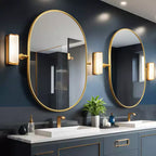 Dovelina Ensemble de 2 Miroirs de Salle de Bain Ovales Pivotants à Cadre Métallique