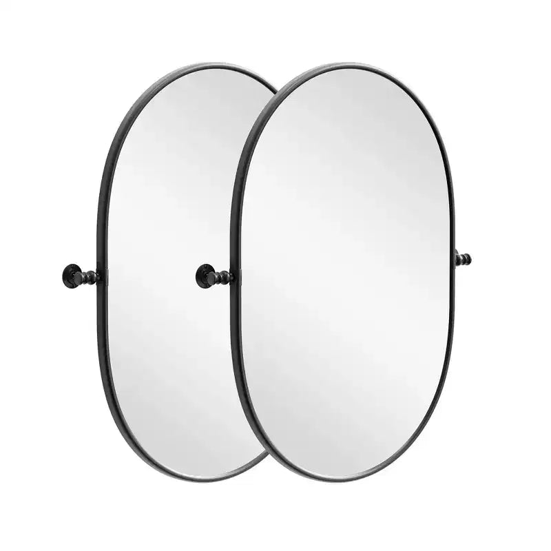 Dovelina Ensemble de 2 Miroirs de Salle de Bain Ovales Pivotants à Cadre Métallique