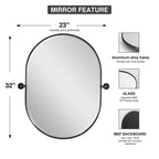 Dovelina Ensemble de 2 Miroirs de Salle de Bain Ovales Pivotants à Cadre Métallique