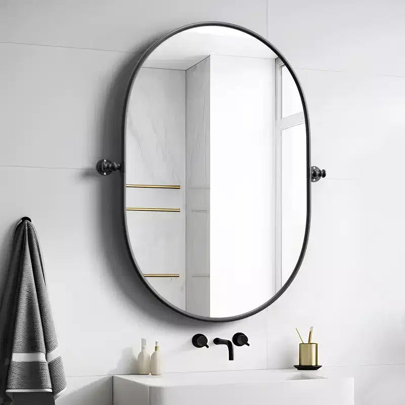 Dovelina Ensemble de 2 Miroirs de Salle de Bain Ovales Pivotants à Cadre Métallique