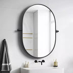 Dovelina Ensemble de 2 Miroirs de Salle de Bain Ovales Pivotants à Cadre Métallique