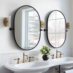 Dovelina Ensemble de 2 Miroirs de Salle de Bain Ovales Pivotants à Cadre Métallique