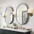 Dovelina Ensemble de 2 Miroirs de Salle de Bain Ovales Pivotants à Cadre Métallique
